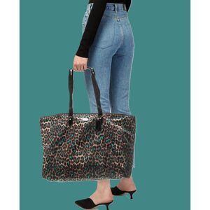 EUC Coach Brown & Green Getaway OCELOT PRINT Large Weekender Tote Bag